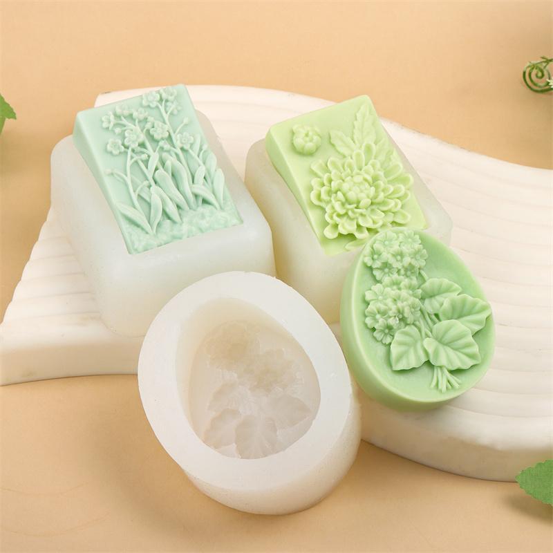 Square Butterfly Flower Silicone Soap Mold DIY Embossed Chrysanthemum Orchid Dragonfly Butterfly Patterns Soap Home Decor Gift