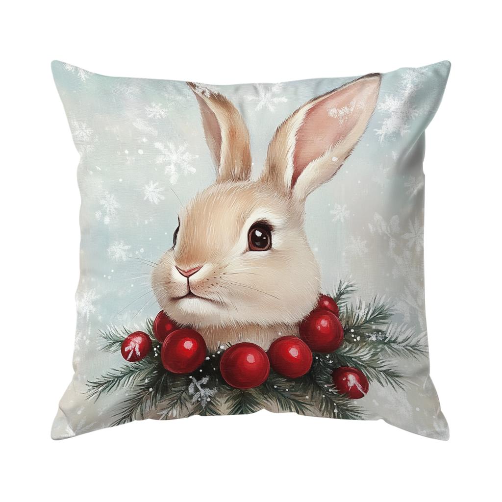 45X45Cm Christmas Rabbit Pillowcase Bedroom Sofa Cushion Cover 100% Polyester Living Room Cushion Pillowcase Home Decor