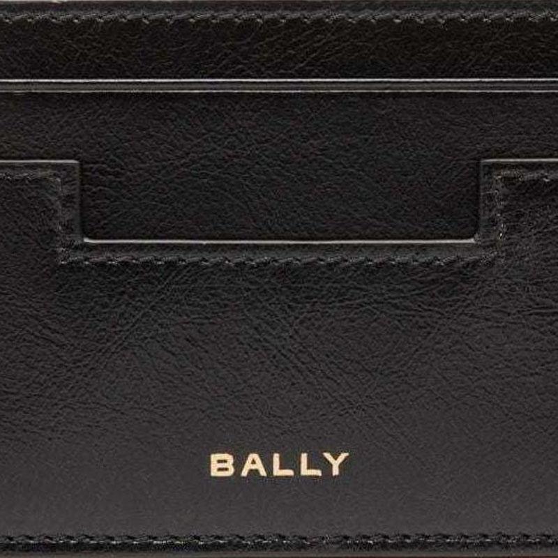 Bally Easy  Collection Badge Print Calfskin Card Holder Men Accessories Black 6308859