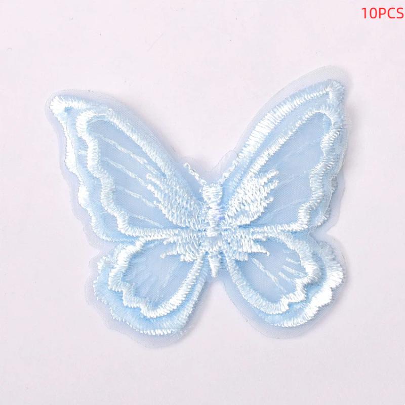 10 Stück Stickerei Spitze Schmetterling Aufnähen Aufbügeln Aufnäher Abzeichen Hochzeit Brautkleid Bestickte Applikation Basteln DIY Nähzubehör