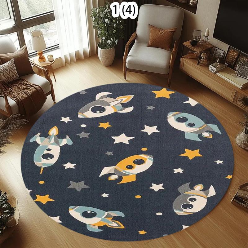 

Simple Blue Sky White Cloud Circular Carpet Minimalist Living Room Bedroom Decoration Carpet Entrance Doormat of The Foyer 100cm x 100cm