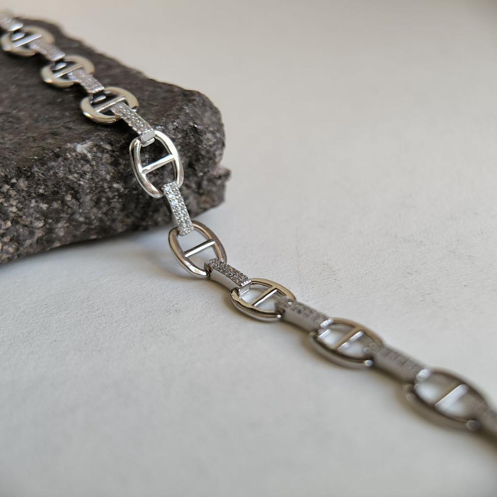 Silver Bracelet with Cubic Zirconia, Product Weight 7.93 G (2182801)
