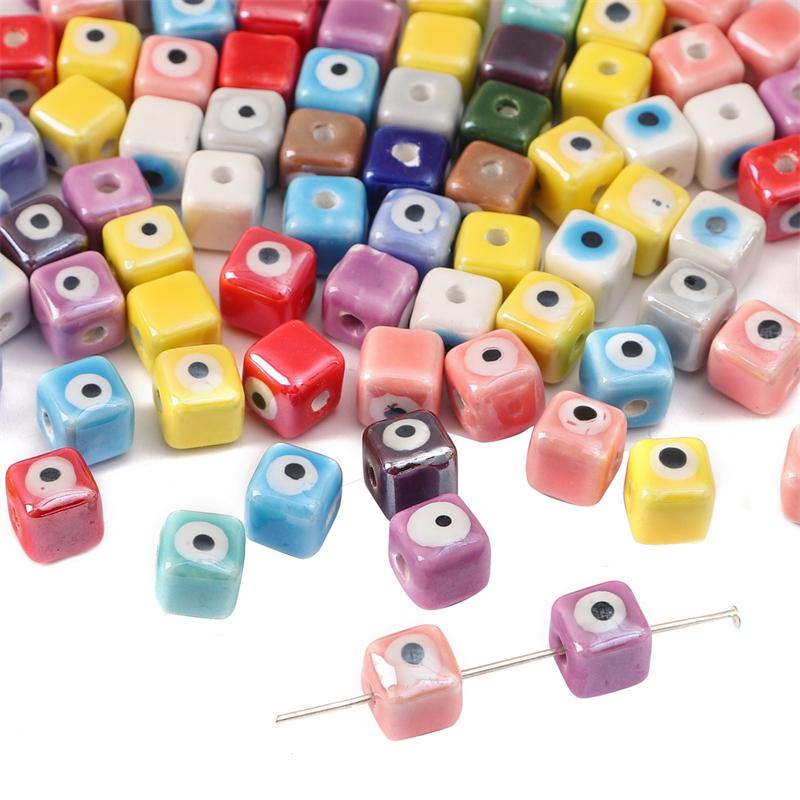

10 шт. ручная работа керамические фарфоровые бусины от сглаза шарм разделители свободные бусины для изготовления ювелирных изделий своими руками серьги браслет брелок аксессуары 8mm