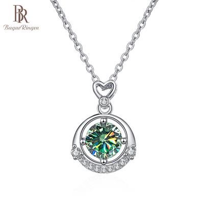 1.0 CT Moissanite Pendant For Women Simulated Diamond Necklace S925 Sterling Silver Jewelry Valentine's Day Gift