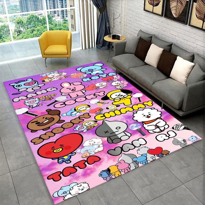 Famous B-BTS KPOP Star Non-Slip Area Rug for Living Room,Bedroom,Playroom,Soft Carpet Floor Mat Home Decor Rug Kids Room Gift