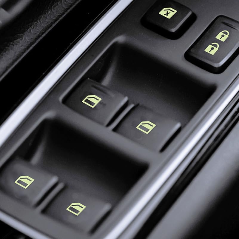 4 Stück Auto Leuchtende Knopfaufkleber Fluoreszierende Klebeaufkleber für Stilvolles Auto-Interieur Einfache Montage Nachtsicherheitsaufkleber für Fenster und Armaturenbrett-Knöpfe