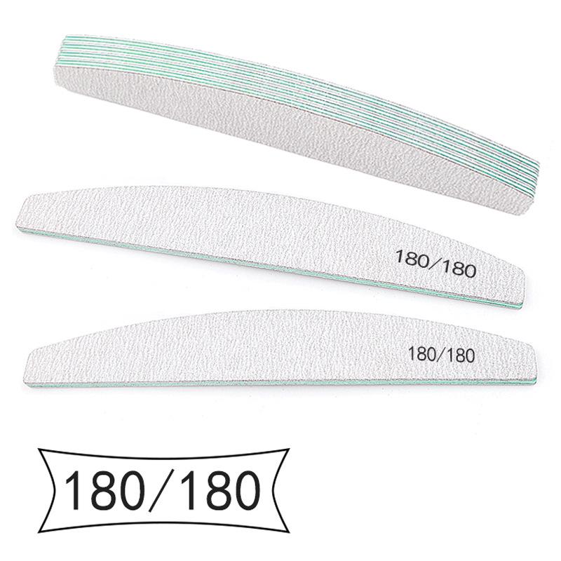 Gray-White Sand Half-Moon Nail File, Wear-Resistant, Washable, Non-Shedding, Double-Sided Grinding Strip with Teeth.