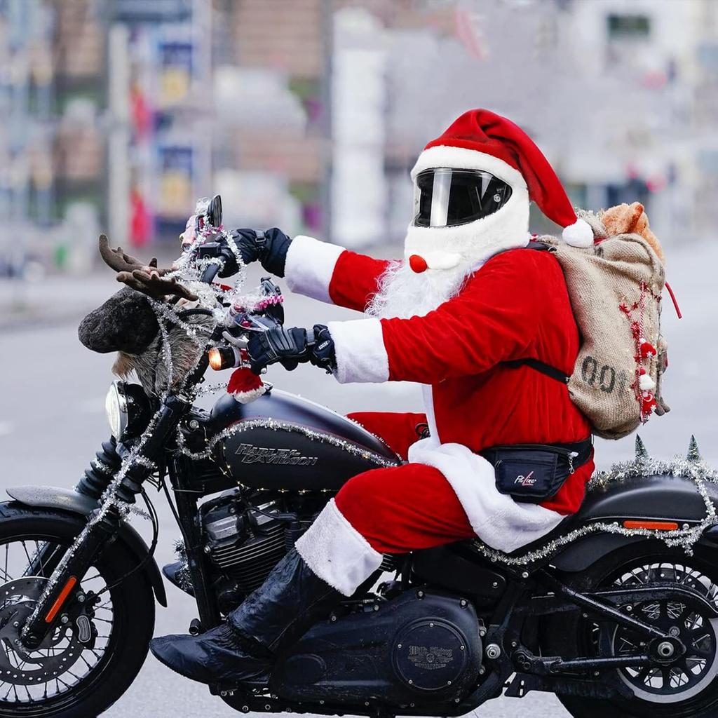 Santa Cyklistická přilba Vánoční Motocyklová přilba Celoobličejová Bezpečná čepice Santa Claus Závodní čepice Veselé Vánoce dekorace dárek