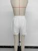 2026 Resort Style White Lace Patchwork Drawstring Shorts