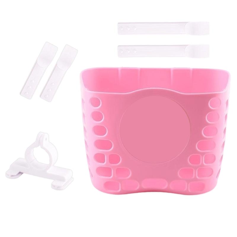 

Durability Plastomer Child Bike Basket Convenient Storage Bike Front Basket Family Outings Bike Accessory рожевий