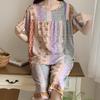 1011 New anti-bump cotton and silk pajamas women's summer ultra-thin short-sleeved trousers cotton and silk set large-size loungewear