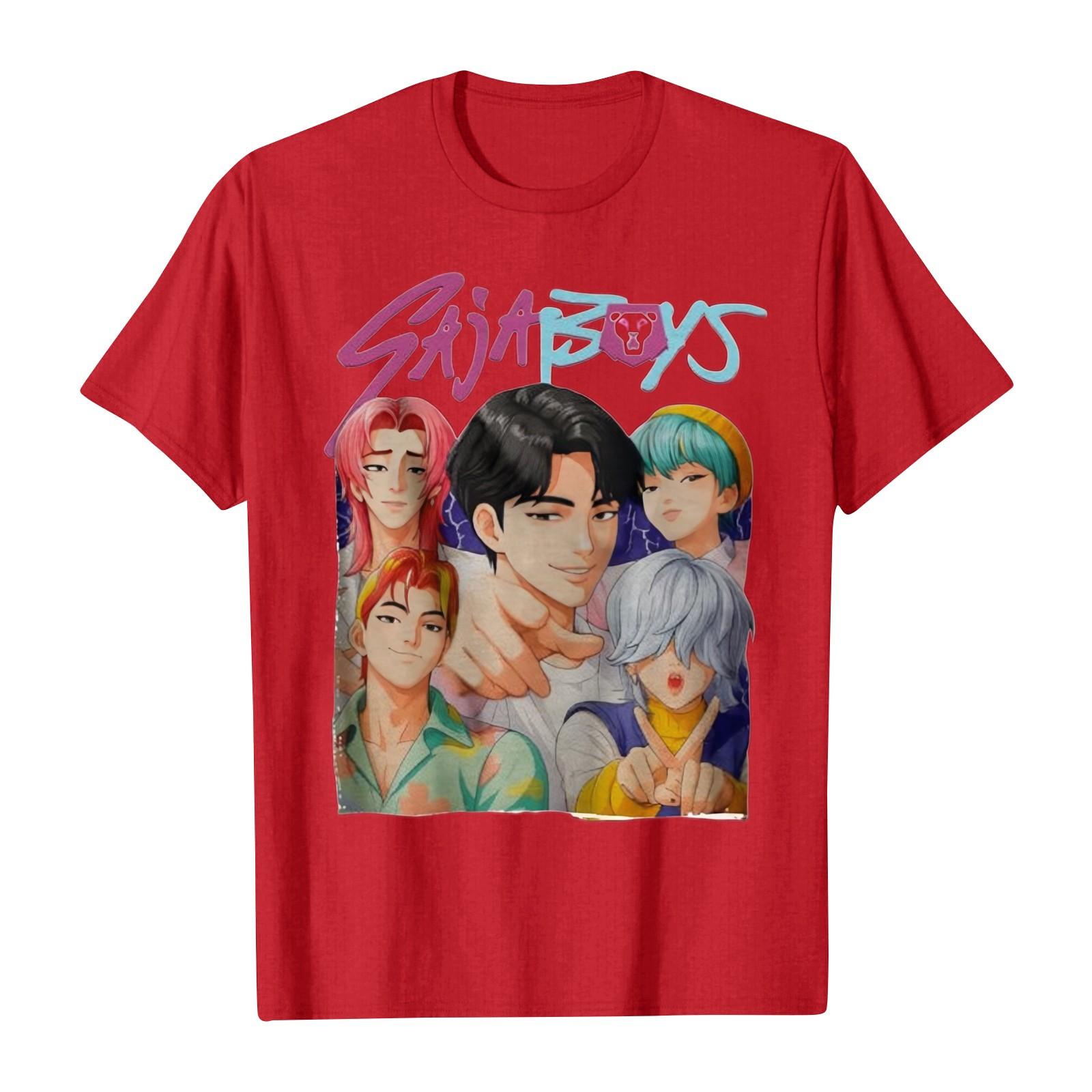 

Повседневные футболки с короткими рукавами и круглым вырезом для мальчиков и девочек с мультяшным принтом 110 красный