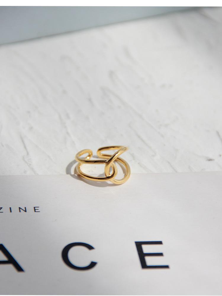 Geometric Line Cross Adjustable Women s Ring - Trendy Hip Hop Temperament