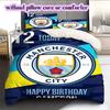 Manchester City Football Soccer Pattern Bedding,Quilt Set Quilt Cover Pillowcase Home Birthday Gift (1*duvet Cover+2*pillowcase,without Core)