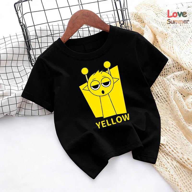 Camiseta casual de manga corta Sprunki de verano para niños de 4 a 14 años, top cómodo para niños, adecuado como regalo para niños y niñas