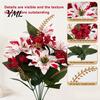 Artificial Dieffenbachia Plants Poinsettia Flowers, Christmas Fake Floral Berry Centerpiece, Fade-Resistant Life Like Indoor Greenery Red And
