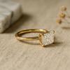 Radiant Cut Engagement Ring, Solitaire Yellow Gold Plated Band, Classic Bridal Jewelry, Promise Ring for Her
