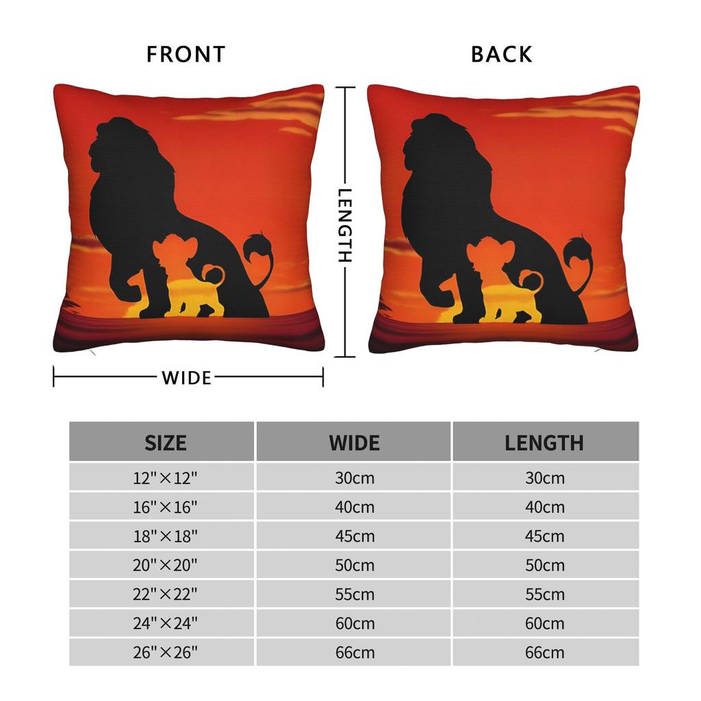 The Lion King Pillowcase Polyester Cushion Cover Decorative Cartoon Animal Throw Pillow Case Cover Bedroom Zipper 45X45cm