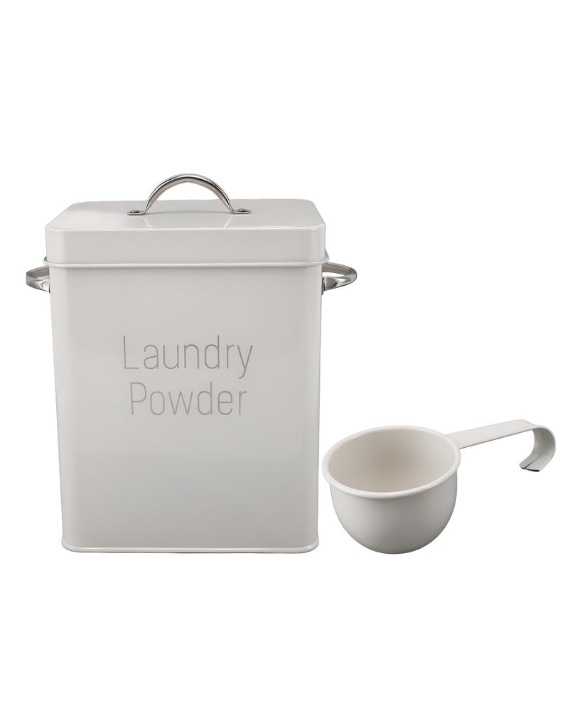 Metal Laundry Room Container with Dual Side Handles with Spoon Lid Farmhouse Laundry Powder