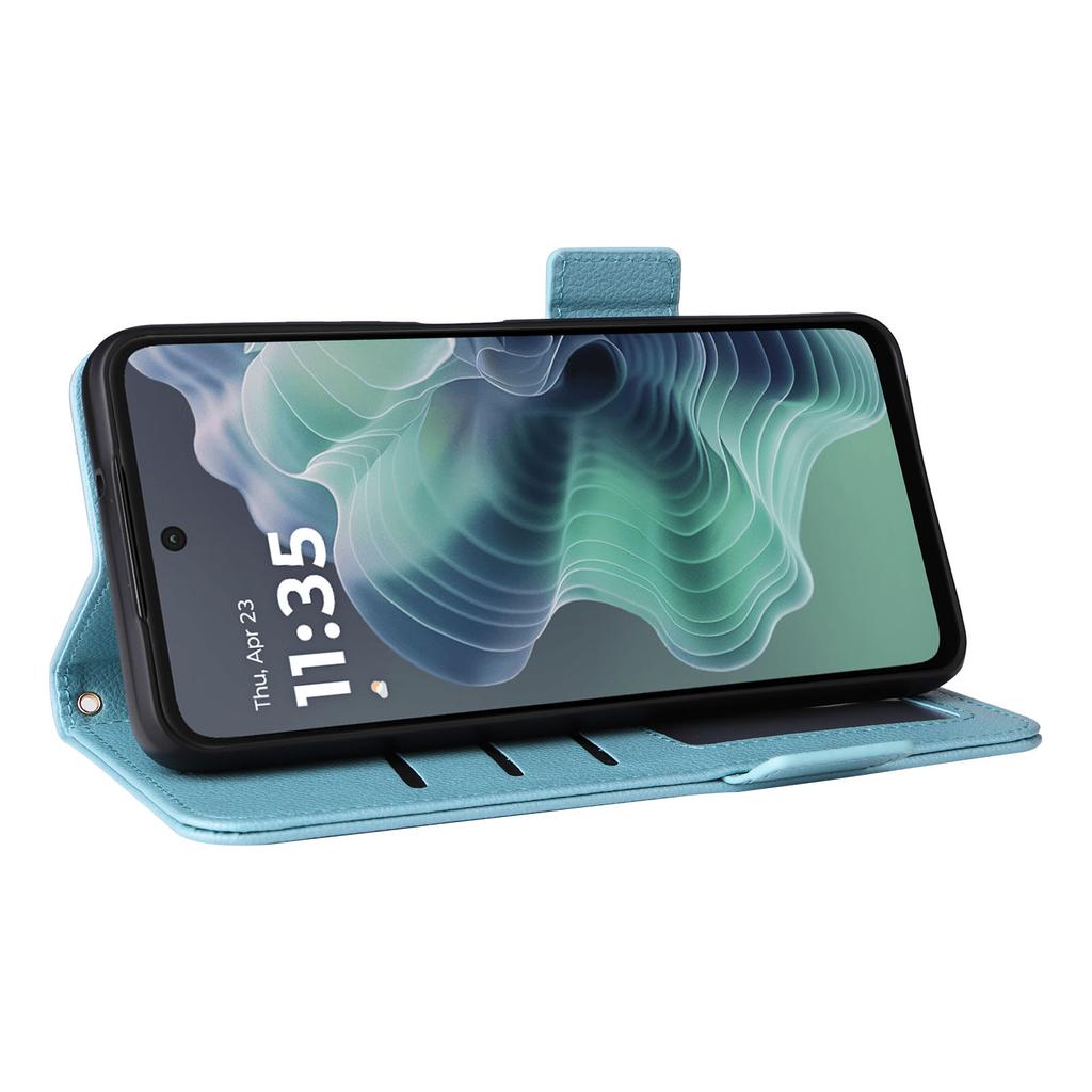 For Motorola Moto G35 5G Case with Wrist Strap Litchi Texture PU Leather Wallet Phone Cover
