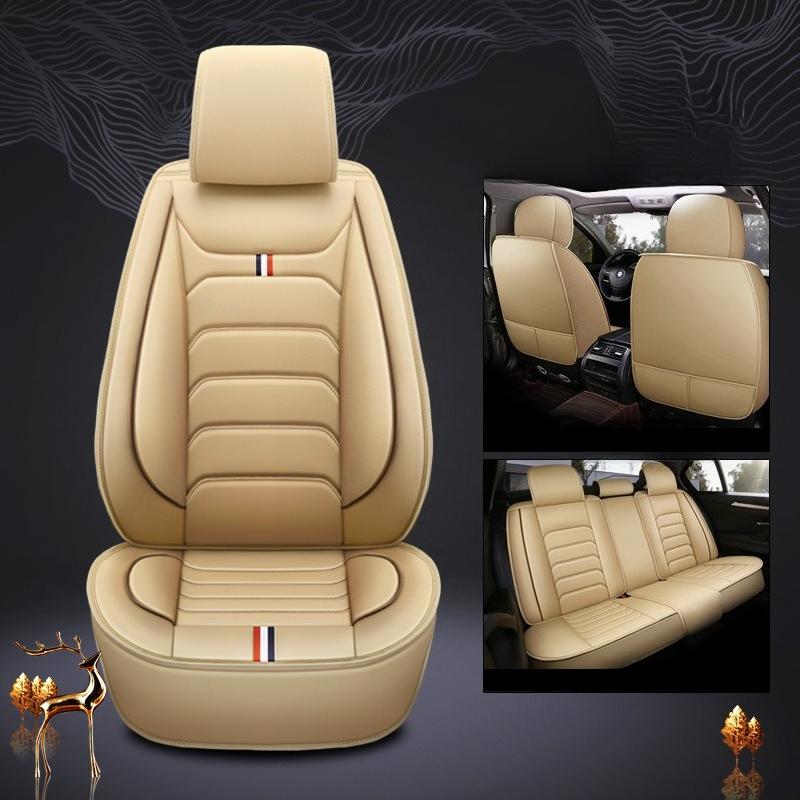 5-osobowe Pokrowce na Fotele Samochodowe ze Skóry PU z Stałym Podparciem Lędźwiowym, Wygodne, Oddychające, Stylowe, Pełne Pokrowce na Fotele Samochodowe, Pokrowce na Fotele Samochodowe na Cały Rok