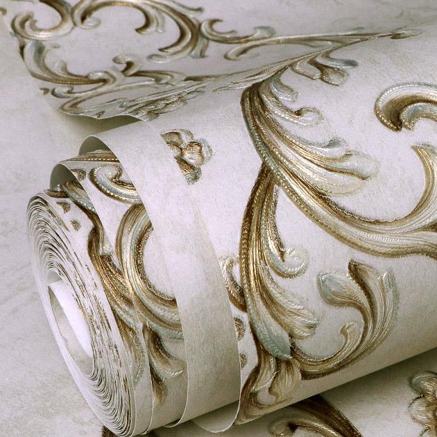 

Європейський стиль 3D тиснений шпалери Розкішні Дамаські Темно-зелені Неткані шпалери Спальня Вітальня ТБ Фон Стіна Дім 0.53mx3m