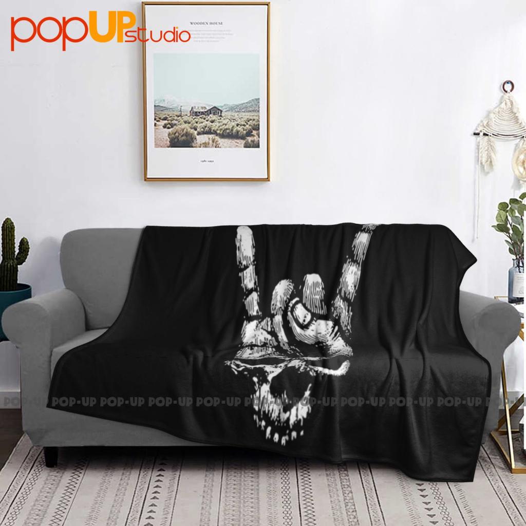Vintage Skull Hand Sign Of The Horns Heavy Metal Rock N Roll Band Tattoo Ultra-Soft Blanket Quilt Winter Sofa Cover Bed Covers
