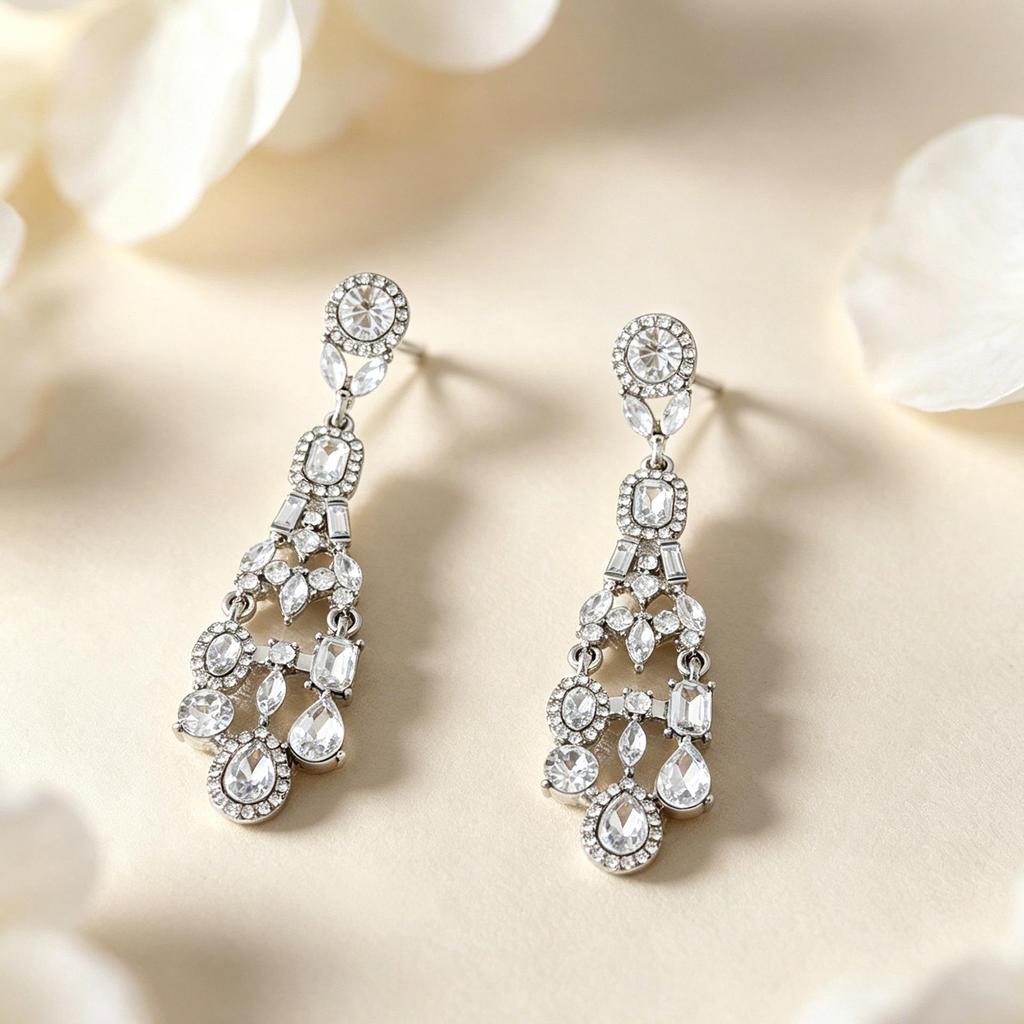 Elegant Rhinestone Water Drop Tassel Earrings: Luxurious, Trendy Studs with High-End Appeal