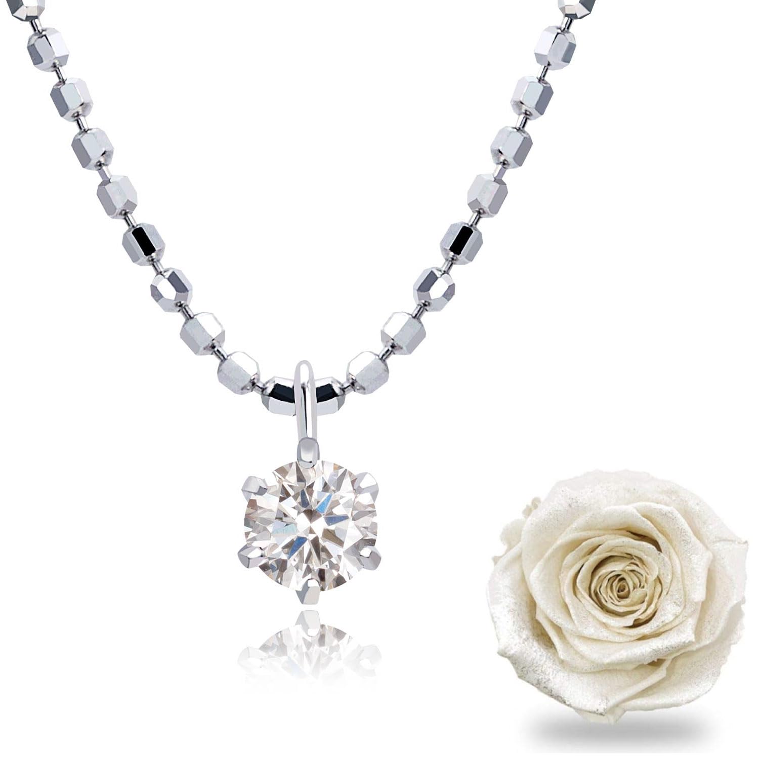 

Single Preserved Flower Box Platinum White [Sears] Women s Necklace, Diamond, 6-Prong Setting, Included, vp-hi01ct-cb-1218-01