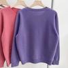 Women's Plus Size Wool Sweater Loose Fit Rhinestone Embroidery Knit Pullover Sweater Solid Color Soft Knit Top