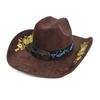 New Western Cowboy Hat Cow Head Accessories Suede Embroidered Jazz Hat European And American Men'S And Women'S Fashion Top Hat