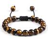 8mm Tiger Eye Stone Beads Armband Justerbart Flätat rep Armband Naturlig Lava Rock Män Kvinnor Yoga Healing Balans Armband