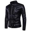 Mens PU Leather Biker Jacket With Multiple Zippers Casual Winter Outwear Nightclub Party Streetwear