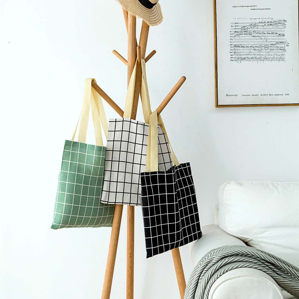 Women Plaid Stripe Flower Print Shoulder Bags Printing Casual Shopping Tote Student Handbags