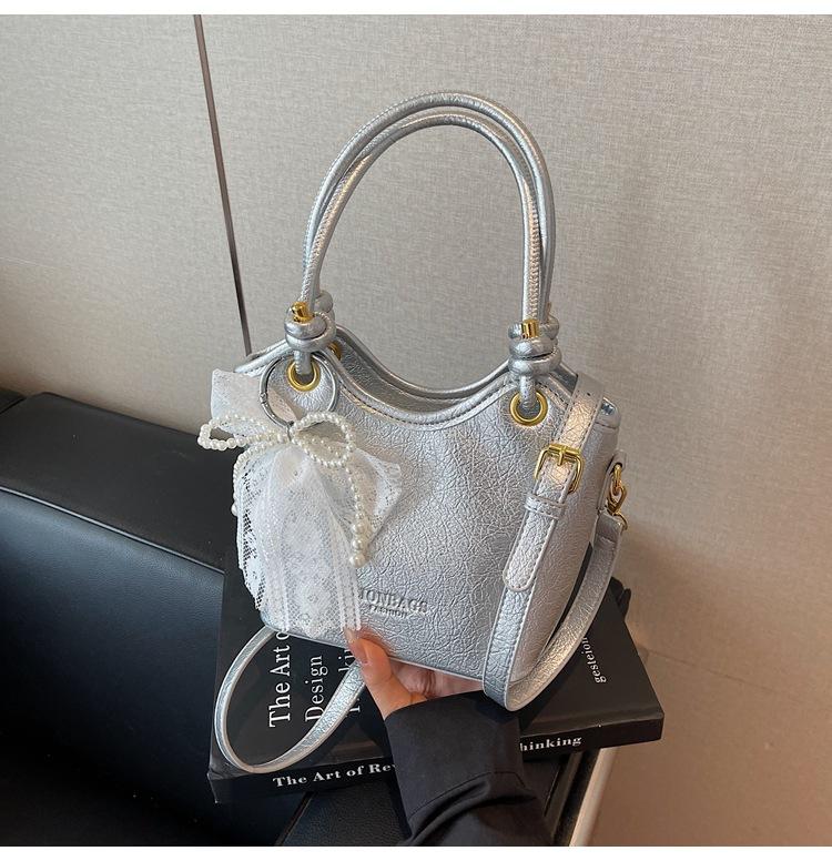 

Small bag women s new versatile shoulder messenger bag casual today popular bucket bag серебряный