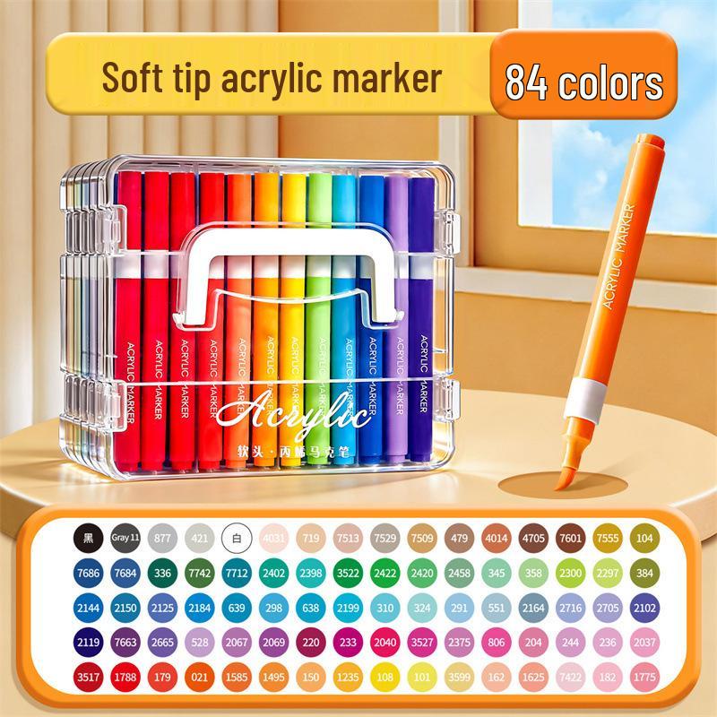 Opaque Multi-Color Acrylic Markers with Soft Tip, Waterproof for Students & Kids' Art, Kindergarten, Graffiti
