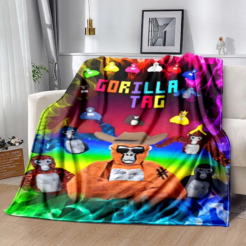 1pc Blanket Gorilla Tag Print Design, Lightweight Blanket for Sofa, Bed- Soft &Warm, Gift for All Seasons like Christmas, Halloween