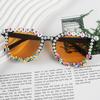 Unisex Square Pearl Sunglasses with Custom English Letters, Handmade Party Accessory