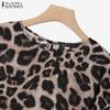 ZANZEA Women Blouse and Pants Casual Leopard Printed Two Piece Suit Set