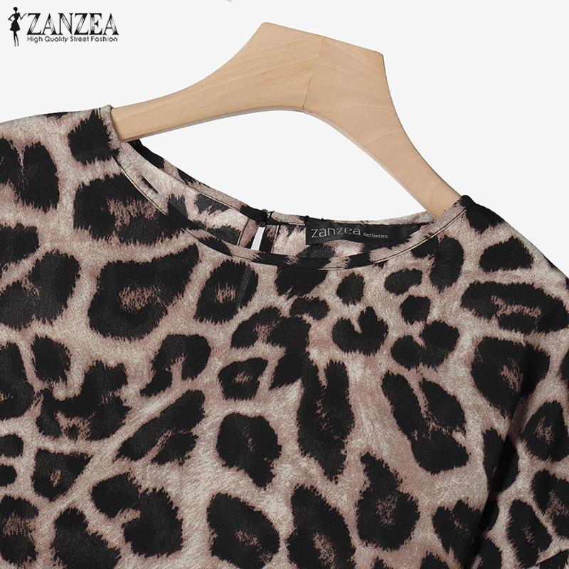 ZANZEA Bluză și pantaloni pentru femei, set de costum din două piese cu imprimeu leopard