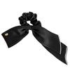 Black and White Scrunchie Hair Tie with Ribbon and Elegant Hair Accessory for White and Black Rhinestones, Adults,