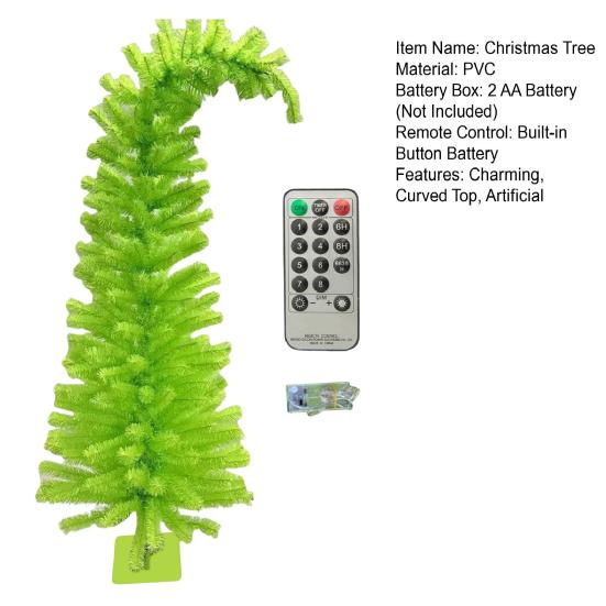 Lighted Pine Needle Christmas Tree Top Curved Artificial Green Xmas Tree with String Light for Tabletop Centerpiece Holiday Indoor Decor