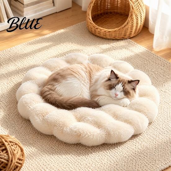 Washable Rabbit Fur Bed Cushion Round Faux Cat Mat Pet Rug Soft Fluffy Non-Slip Non