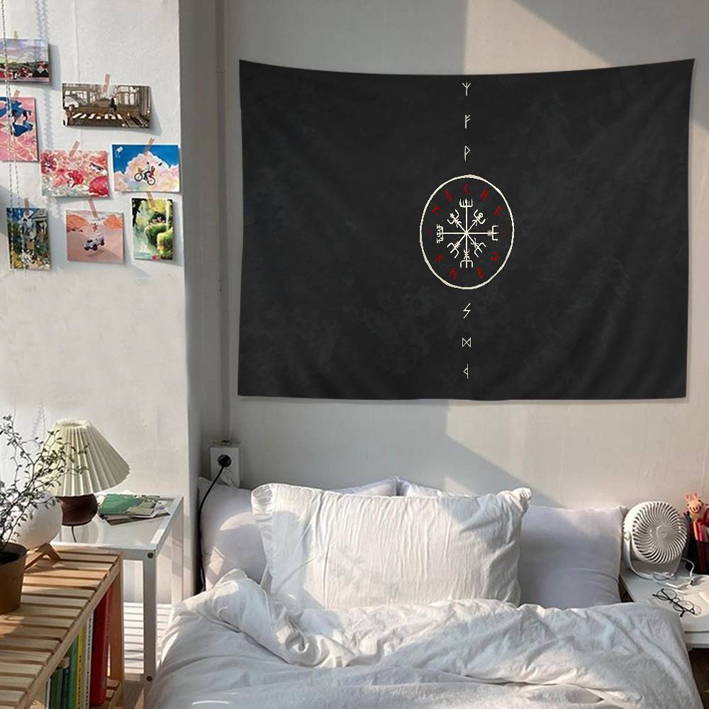 VViking Logo VVegvisir Luxury Hippie Wall Hanging Tapestries for Living Room Home Dorm Decor Art Home Decor