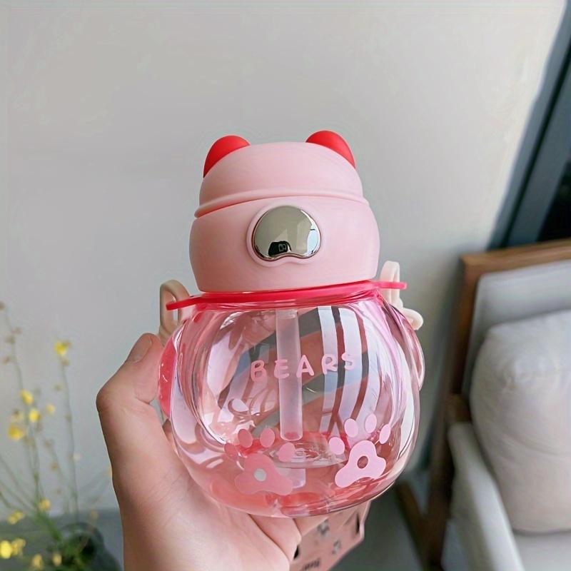 

Cute Mini Cup with A Straw, Perfect for School and Outdoor Sports, Featuring A Carrying Strap 1pc рожевий