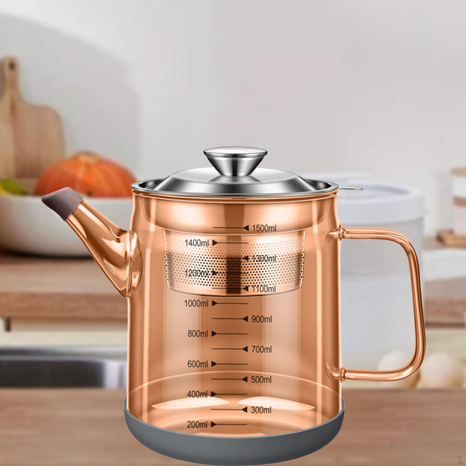 

Стеклянная банка для жира и масла, контейнер для жарки, многоцелевой чайник с фильтром и весами 1500ml