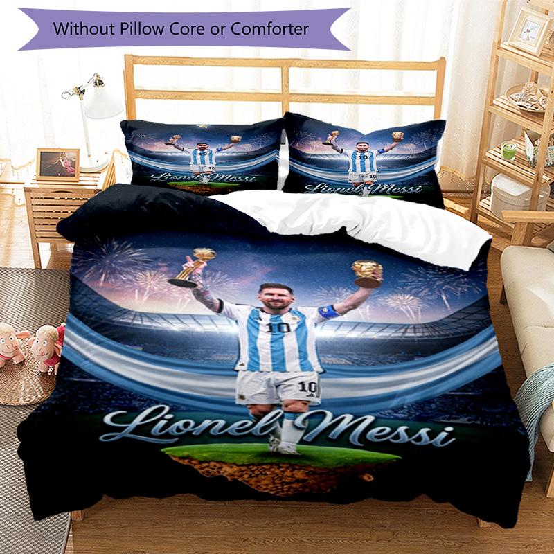 Messi Lionel Messi World Cup Champion Personalized Name Bedding Set,Premium Bed Linen for Bedroom Home Decoration,Perfect Collectible Gift for Messi F