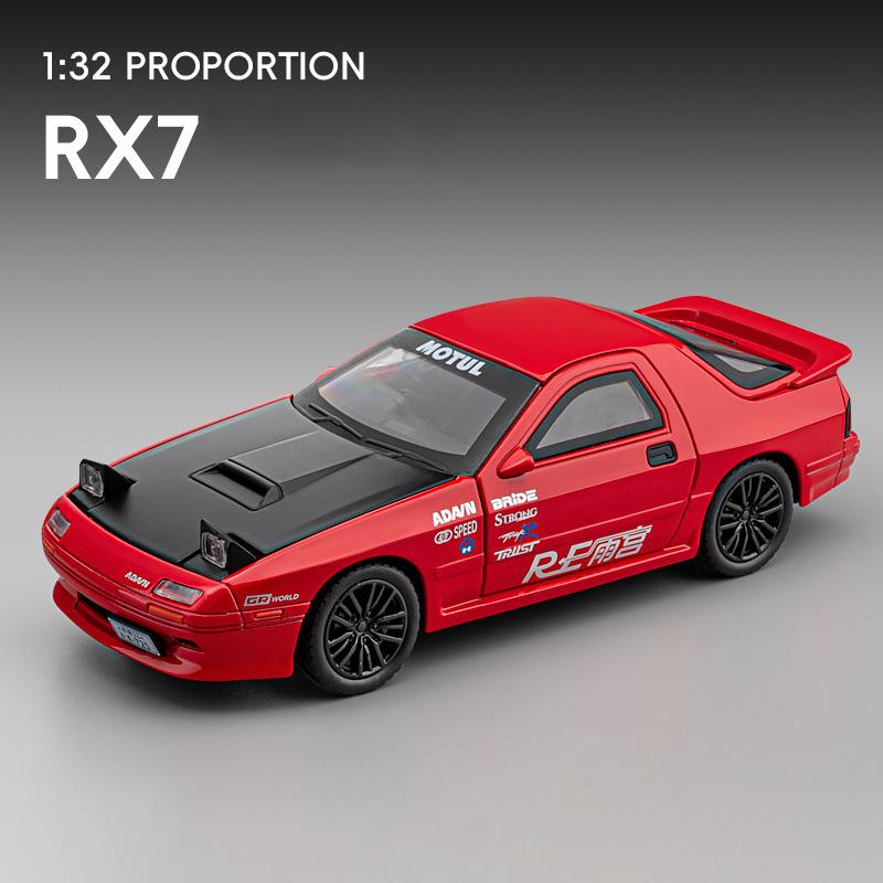 1:32 RX7 Alloy Sports Car Model Diecast Metal Modified Racing Car Vehicles Model Sound and Light Simulation Kids Toys Gift
