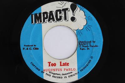 7inch Record AUGUSTUS PABLO - Too Late / Dub Organizer None Impact! 1973 Jamaica Reggae, Ska & Dub Used