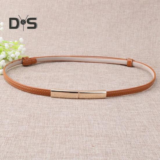 Gürtel aus Kunstleder für Damen, verstellbar, dünnes Design, Druckknopf-Bund, dekorativer Kleidergürtel, Bekleidungszubehör